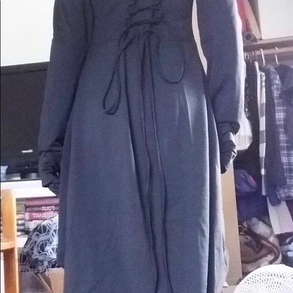 Hooded Robe lace up high low dress small - Picture 4 of 5